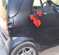 Preview: rot-schwarze Dekoschleife für Pakete oder Auto-Moped-Deko, Fertigschleife