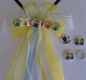 Mobile Preview: Schultütenschleife Minion - Farben mit Anstecker, Pin, weiß, blau, gelb