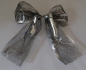Preview: Organzaschleife weiss-silber- oder schwarz-silber transparent mit Weihnachtsmotive