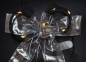 Mobile Preview: LED-Dekoschleife, Silber mit weiss, oder  silber mit schwarz oder Ihre Wunschfarbe  26x32cm große Fertigschleife