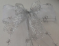 Preview: Dekoschleife transparent weiss  mit Silber -  Weihnachtsschleife
