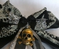 Preview: Satin und Jersey, Schleife mit goldigem Totenkopf, Skull,