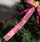 Preview: Pinkfarbige moderne  Weihnachtsschleife  mit Golddruck Merry Christmas