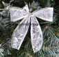 Preview: Organzaschleife weiss-silber- oder schwarz-silber transparent mit Weihnachtsmotive