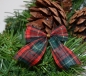 Preview: Schottenkaro Weihnachtsschleife - Verschluss-Clip, Schleife für Tüten, 1-B-Ware