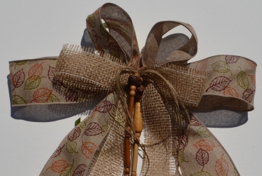 Schleife, Herbst, gedeckte Farben für Paket, Geschenkkorb, Haustür, Dekoschleife