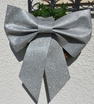 XL Glitter Dekoschleife silber, gold oder rotgold -  Advent, Weihnachtsdekoration oder Autogeschenk, Hochzeit