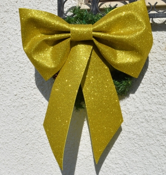 XL Glitter Dekoschleife silber, gold oder rotgold -  Advent, Weihnachtsdekoration oder Autogeschenk, Hochzeit