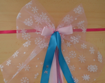 Frozen: Bildschöne große Schultütenschleife - Zuckertüte  Geschenkschleife Schneeflocke, Eisprinzessin, Schneekönigin, Winter-Geschenkschleife