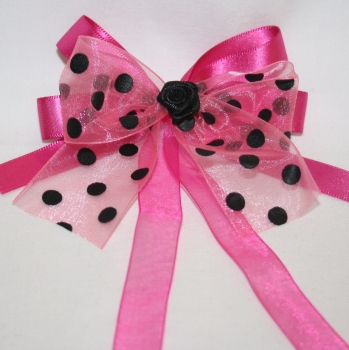 Schleife , schwarze Rose pink, 50er Jahre-Style, Geschenkschleife, Haarschleife