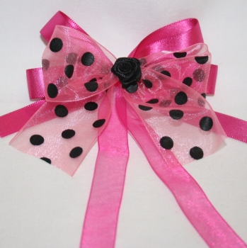 Schleife , schwarze Rose pink, 50er Jahre-Style, Geschenkschleife, Haarschleife