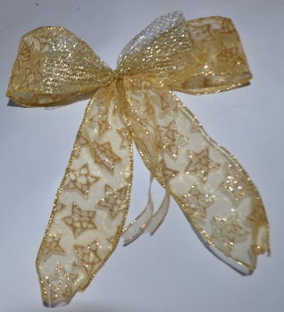 Große Weihnachtsschleife,  gold oder weiss - silber mit Glitzer, Christbaumschmuck, Geschenkschleife