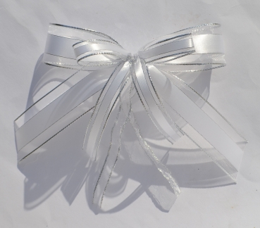 Glamoröse weiss – silberne  Schleife für Weihnacht und Hochzeit