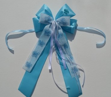 Schultütenschleife, Geschenkschleife, blauer Schmetterlingstraum,