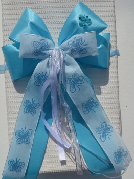 Schleife, Geschenkschleife, blauer Schmetterlingstraum, Schultüte, Taufe, Hochzeitsgeschenk