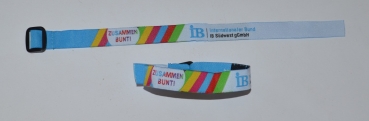 Gewebte Stoffarmbänder, Einlass-Kontrollband mit wiederverwendbarer Schnalle, Ihr Logo, Text, Motiv