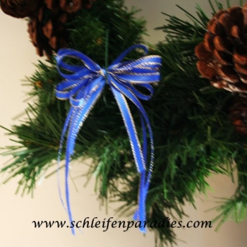 10 Stück Schleifen, Christbaumschmuck, selbstklebende Geschenkschleife, königsblau-gold