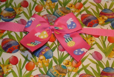 Osterhasen - Geschenkschleife pink, Exclusivdruck, Designermodell