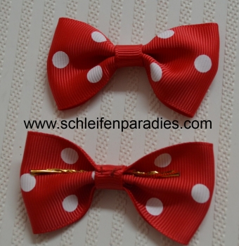 Schleife mit Punkten, Polka Dot, Minnie-Mouse-Schleife rot oder pink