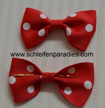 Schleife mit Punkten, Polka Dot, Minnie-Mouse-Schleife rot oder pink