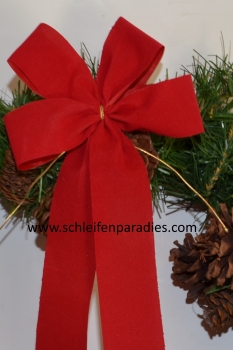 4 x schicke weihnachts rote Fertigschleife für Dekorationen, outdoor 14x26cm