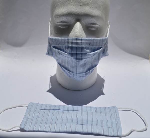 Stoffmaske, Mund-Nasen-Bedeckung mit 3 TNT Filter inclusiv, rosa-weiss kariert oder hellblau