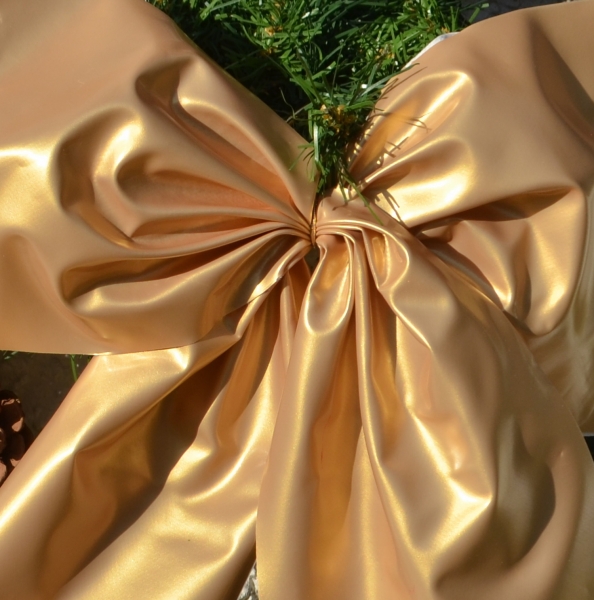 Goldene wetterfeste Schleife für Aussen 35x35cm - Weihnachten, Advent, goldene Hochzeit