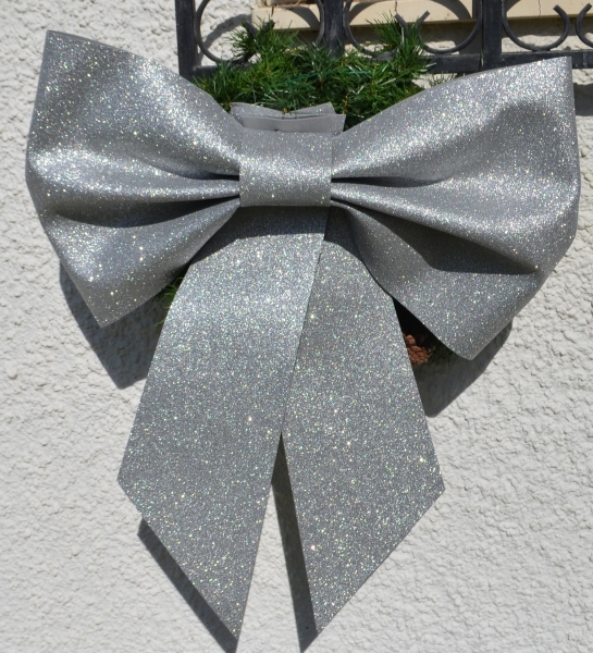 XL Glitter Dekoschleife silber, gold oder rotgold -  Advent, Weihnachtsdekoration oder Autogeschenk, Hochzeit