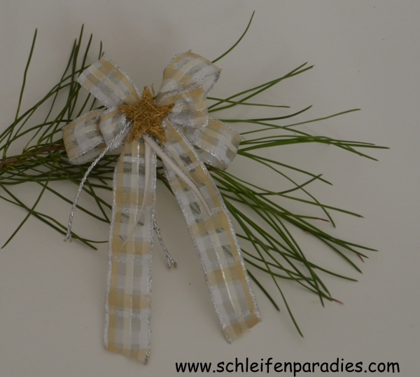 Schicke Weihnachtsschleife weiss - silber - creme