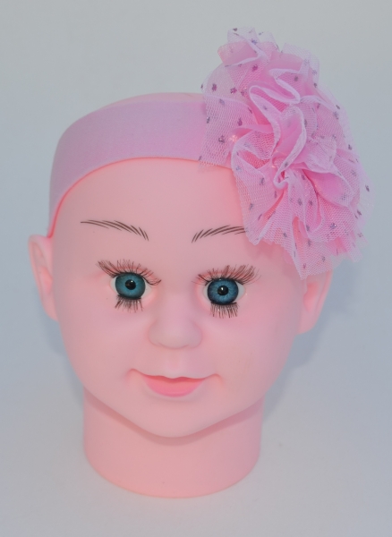Baby-Haarband, Tüll, Glitzer, Strass Schleife, weiss oder rosa