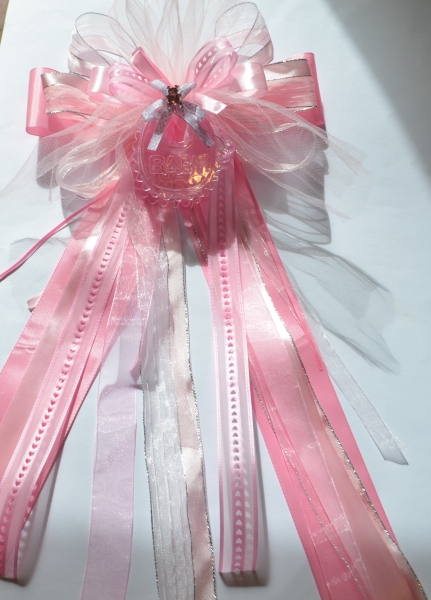 Dekoschleife - Baby Shower- Geschenkschleife für Taufe und Geburt rosa oder blau