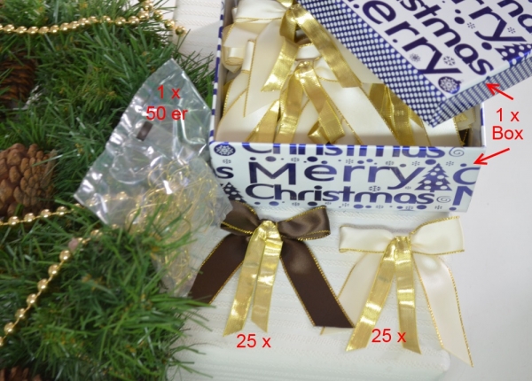 Baumschmuck, 50 Teile Baumschleifen, Weihnachtsset in Box