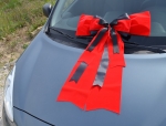 Riesen Autogeschenk Schleife rot mit schwarz, Dekoschleife, Autoschmuck