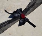 Autoschmuck Hochzeit, Brautauto, Gothic, Mittelalter, Dekoschleife, 3-teilig, Schleife schwarz mit bordeaux, lila oder nach Wahl