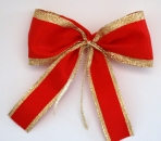 Rote Schleife mit breitem Goldrand für Christbaum oder Geschenk