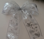 Große Weihnachtsschleife,  gold mit Glitzer, Christbaumschmuck, Geschenkschleife