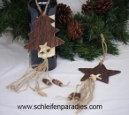 Rustikaler Geschenkanhänger, Naturlook, Stern