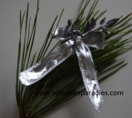 Christbaumschleife silber mit schwarzem Glitter