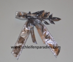 Christbaumschleife silber mit schwarzem Glitter