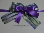 Designer Schleife lila-türkis mit lila Rose dekoriert