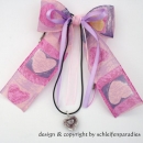 Murano-ähnliches Herz, lila-violett, Herzchen-Geschenkschleife, lila-rosa