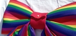Riesenschleife, Dekoschleife LGBTQ+ Pride, Regenbogen Schleife 90 x 85 cm